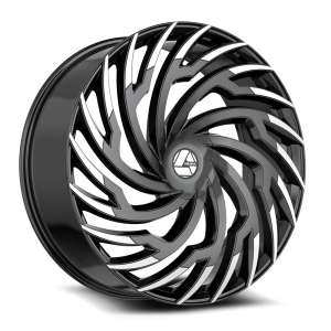 24″ AZARA WHEELS AZA-536 GLOSS BLACK MACHINED FINISH RIMS