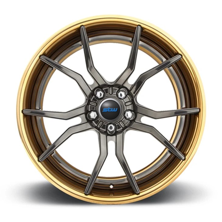 2 Pieces 5x112 5x120 5x130 Golden Rims Black Machine Face Forged Alloy18 19 20 21 22 For Porsche BMW Audi Benz Custom Wheels