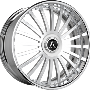 24″ ARTIS FORGED CORONADO M BRUSHED SILVER FACE CHROME LIP FINISH RIMS