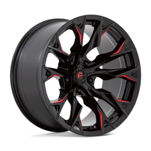 20″ FUEL WHEELS D823 FLAME 5 GLOSS BLACK RED MILLED OFF-ROAD RIMS