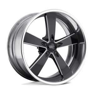 17″ AMERICAN RACING WHEELS VINTAGE VN472 BURNOUT TWO-PIECE BLACK MILLED CENTER POLISHED LIP RIMS