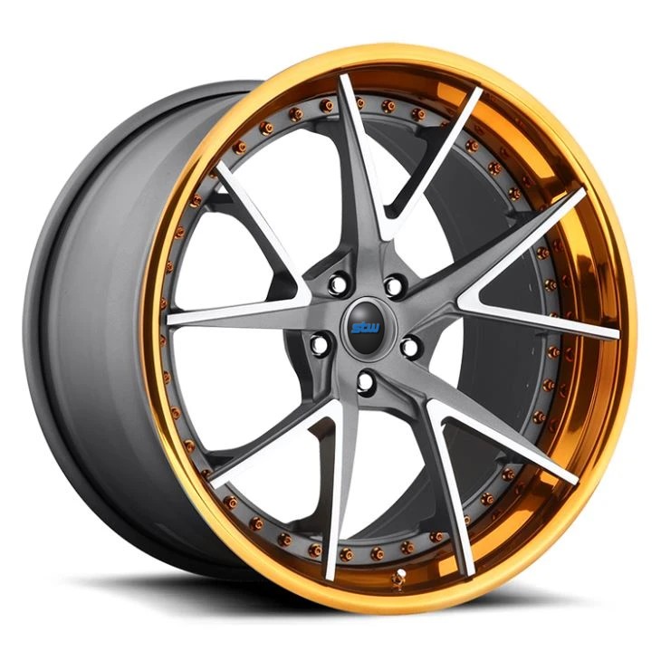5x114.3 H-PCD Textured Gun Metal | Brushed Elevated Spokes | Trans Copper 21x9 | 21x12 Maserati Quattroporte