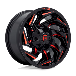 22″ FUEL WHEELS D755 REACTION GLOSS BLACK RED MILLING OFF-ROAD RIMS