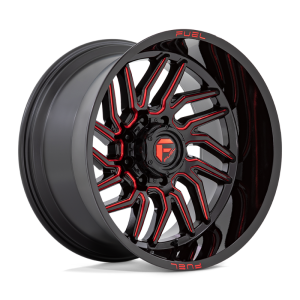 20″ FUEL WHEELS D808 HURRICANE GLOSS BLACK RED MILLED OFF-ROAD RIMS