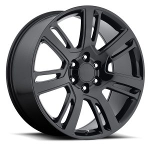 22″ FACTORY REPRODUCTION CADILLAC WHEELS FR 48 GLOSS BLACK FACE FINISH RIMS