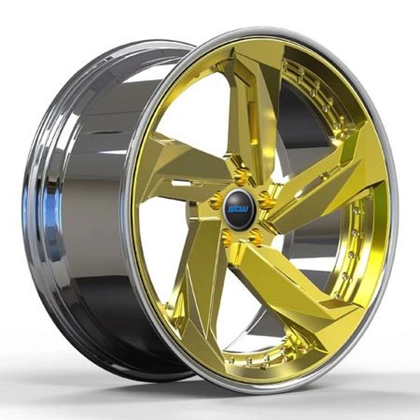 Passenger Car Wheels 5X120 5X112 5X130 5x114.3 Polished Gold Centers Lips Forged 2 Piece Custom Volkswagen T6 Rims