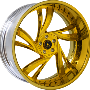 24″ ARTIS FORGED KINGSTON GOLD FACE CHROME LIP FINISH RIMS