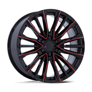 24″ PERFORMANCE REPLICAS WHEELS PR223 GLOSS BLACK RED MILLED RIMS