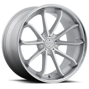 20″ BLAQUE DIAMOND WHEELS BD-23 GLOSS SILVER CHROME LIP FINISH RIMS