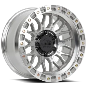 20″ LOCK OFF-ROAD WHEELS COMBAT MACHINED POLISHED CLEAR COAT FINISH RIMS