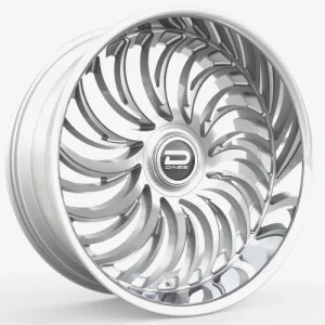 24″ DAZZ WHEELS D103 HEAT GLOSS SILVER BRUSHED FACE WITH CHROME STAINLESS STEEL LIP FINISH RIMS