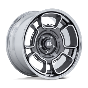 22″ U.S. MAGS WHEELS FLAGSTAFF UC147 ANTHRACITE WITH MACHINED FACE CHROME LIP FINISH RIMS