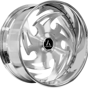 22″ ARTIS FORGED WHEELS SHREVEPORT XL BRUSHED SILVER FACE CHROME LIP FINISH RIMS