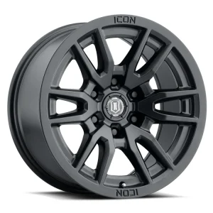 17″ ICON ALLOYS WHEELS VECTOR 6 SATIN BLACK OFF-ROAD RIMS