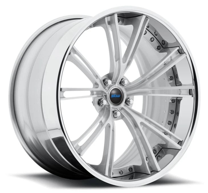 Polished 20 21 22 Inch Staggered Forged 3 Piece Deep Concave Wheels Rims