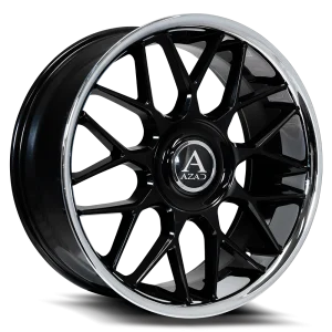 26″ AZAD WHEELS AZV02 GLOSS BLACK LIP FLOATING CAP FINISH RIMS