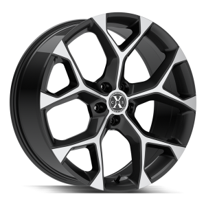 20″ XCESS WHEELS X05 5 FLAKE GLOSS BLACK MACHINED FINISH RIMS