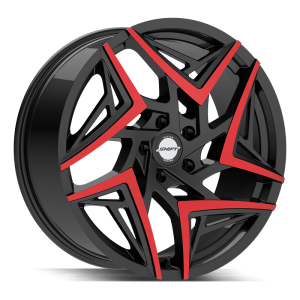 20″ SHIFT WHEELS VALVE GLOSS BLACK MACHINED RED TIPS RIMS