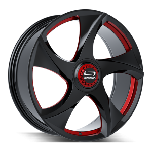 20″ STRADA WHEELS VINO GLOSS BLACK CANDY RED MILLED FLOW FORMED RIMS