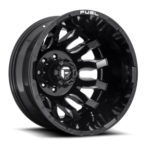 20″ FUEL WHEELS D673 BLITZ DUALLY GLOSS BLACK MILLED OFF-ROAD RIMS
