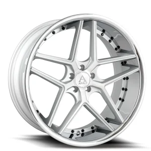 20″ AZAD WHEELS AZ1029 SILVER BRUSHED WITH CHROME LIP RIMS
