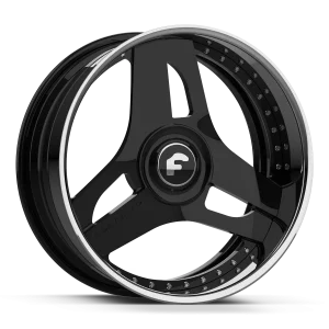 20″ FORGIATO WHEELS 713-2 GLOSS BLACK WITH CHROME LIP XL FLOATING CAPS FORGED FINISH RIMS