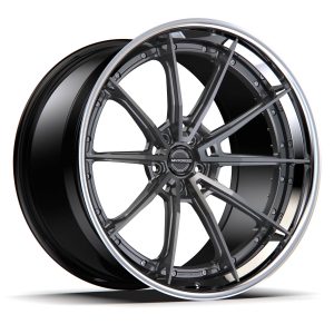 21″ MV FORGED WHEELS CR10 CORSA SERIES BRUSHED TITANIUM BLACK POLISHED LIP FINISH