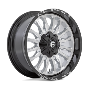20″ FUEL WHEELS D798 ARC SILVER BRUSHED FACE MILLED BLACK LIP OFF-ROAD RIMS