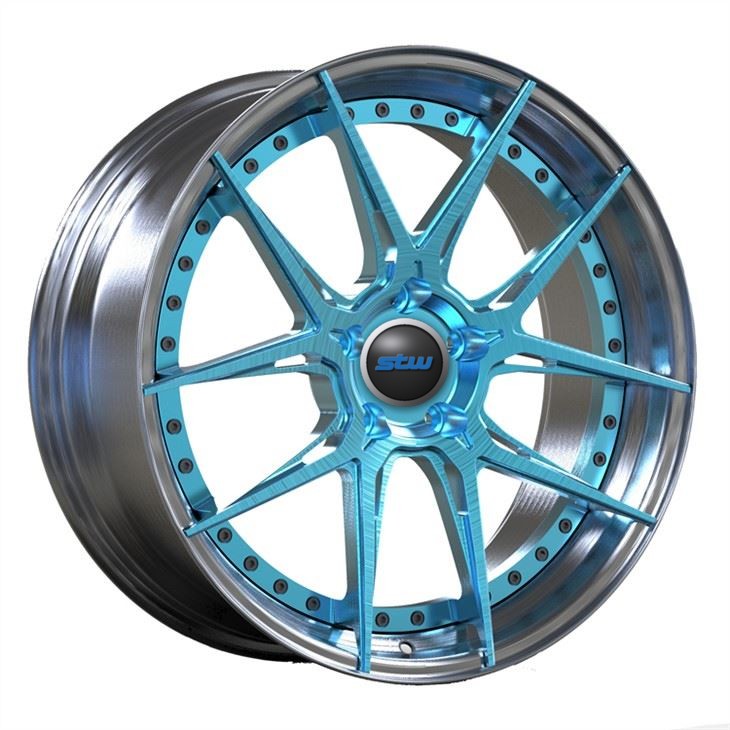 For VW T5 2 PC Forged Center Brushed Blue Wheels 21inch Polished Alloy Car Rims