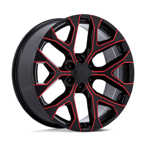 22″ PERFORMANCE REPLICAS WHEELS PR177 GLOSS BLACK WITH RED MILLED RIMS