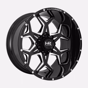 22″ HARDROCK WHEELS H507 RECKLESS XPOSED GLOSS BLACK MILLED OFF-ROAD RIMS