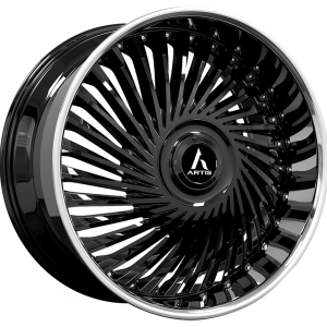 24″ ARTIS WHEELS JUICY XL GLOSS BLACK CHROME LIP FINISH RIMS