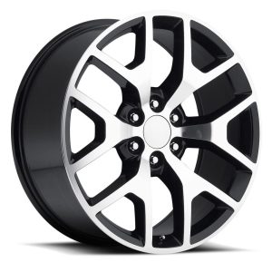 22″ FACTORY REPRODUCTION GMC SIERRA WHEELS FR 44 BLACK MACHINED FACE FINISH RIMS