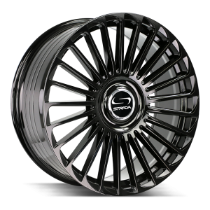 22″ STRADA WHEELS MARTELLLO GLOSS BLACK MILLED FLOW FORMED FLOATING CAP RIMS