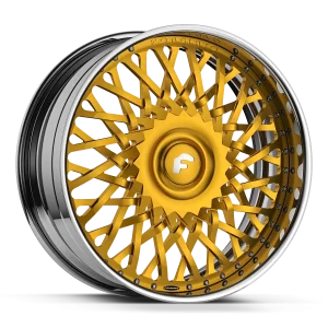24″ FORGIATO WHEELS TESSUTTO GOLD OVER CHROME FACE WITH CHROME LIP XL FLOATING CAP FORGED FINISH RIMS