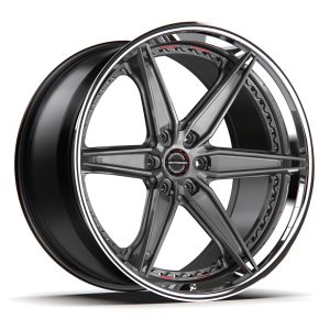 22″ MV FORGED WHEELS GS-601 SPOKE-LITE SERIES BRUSHED TITANIUM BLACK POLISHED LIP FINISH