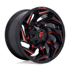 17″ FUEL WHEELS D755 REACTION GLOSS BLACK WITH RED MILLING OFF-ROAD RIMS