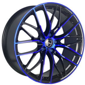 20″ ELEGANT WHEELS E010 GLOSS BLACK WITH CANDY BLUE FACE FINISH RIMS