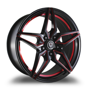 18″ MARQUEE WHEELS M3259 GLOSS BLACK RED INNER LINE FINISH RIMS