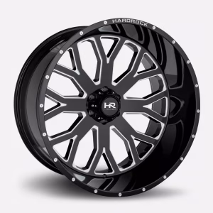 22″ HARDROCK WHEELS H504 SLAMMER XPOSED GLOSS BLACK MILLED OFF-ROAD RIMS