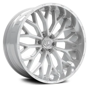 22″ TIS WHEELS 565BSM SILVER WITH BRUSHED FACE AND LIP FINISH RIMS