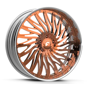 24″ FORGIATO WHEELS DOBBIAMO ROSE GOLD OVER CHROME WITH CHROME LIP FORGED FINISH RIMS
