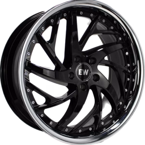 20″ ELEGANCE WHEELS WINNER GLOSS BLACK WITH STAINLESS STEEL LIP FLOW FORMED FLOATING CAP FINISH RIMS