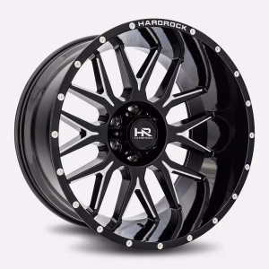 22″ HARDROCK WHEELS H500 AFFLICTION XPOSED GLOSS BLACK MILLED OFF-ROAD RIMS