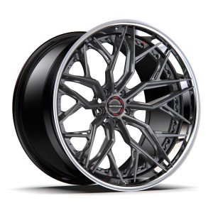 22″ MV FORGED WHEELS SL-250 SPOKE-LITE SERIES BRUSHED TITANIUM BLACK POLISHED LIP FINISH