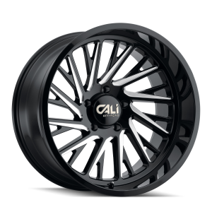 22″ CALI WHEELS PURGE 9114 BLACK W/MILLED SPOKES FINISH RIMS