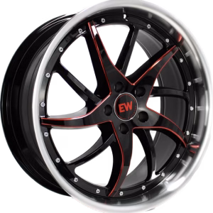 20″ ELEGANCE WHEELS STAR GLOSS BLACK MACHINED WITH GLOSS BLACK LIP FLOW FORMED FLOATING CAP FINISH RIMS