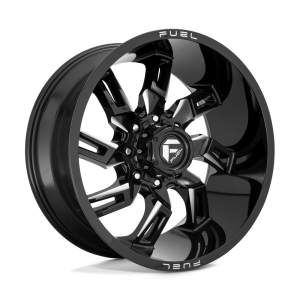 20″ FUEL WHEELS D747 LOCKDOWN GLOSS BLACK MILLED OFF-ROAD RIMS