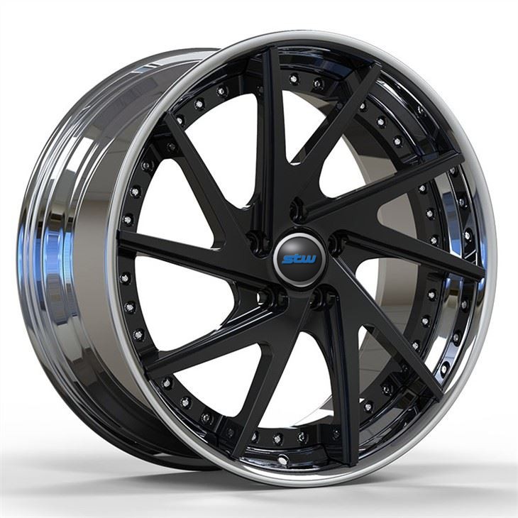 5x112 Rim For Mercedes E350 Polish Black Custom 2-PC Staggered Sizes 19*8 And 19*9
