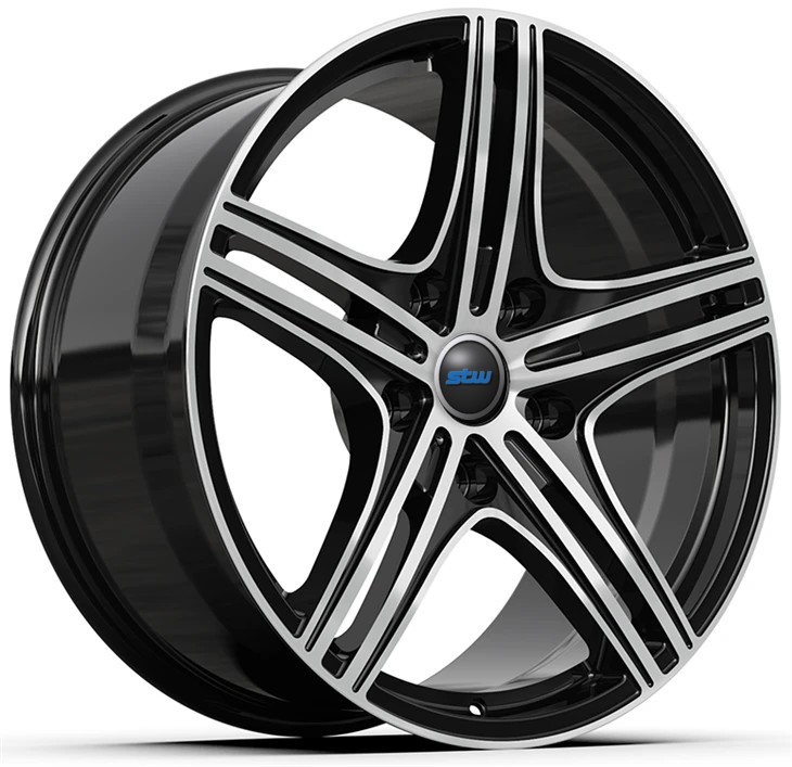 5-Spokes Custom 1-PC Forged Rims Gloss Black Machined Face For Benz E53.